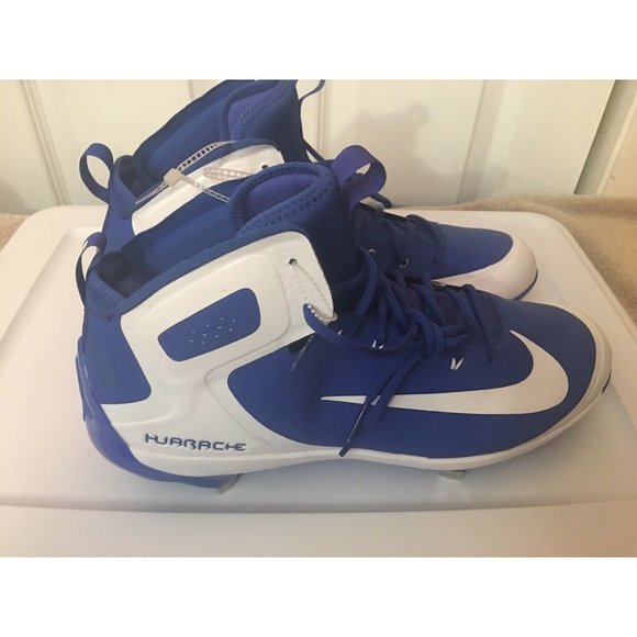 New Nike Alpha Huarache Elite Mid sz 16 Royal Blue White 923428 411 Nwt‎ - Picture 1 of 9